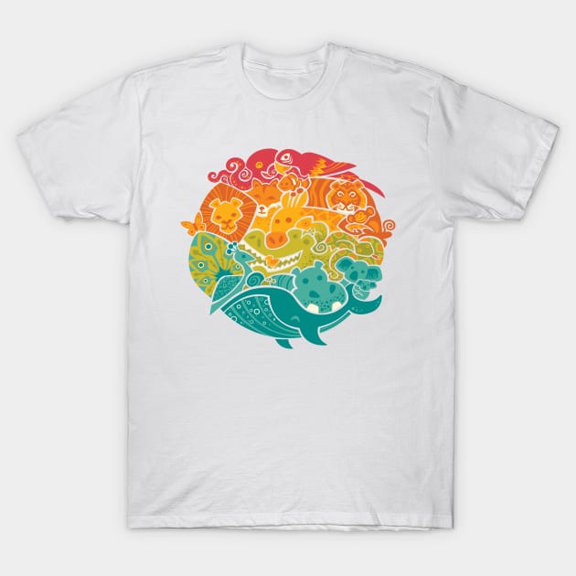 Animal Rainbow T-Shirt by Waynem